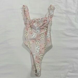 Frankies Bikinis Sydney Sweeney Pink Plaid Butterfly One Piece Swimsuit Size S